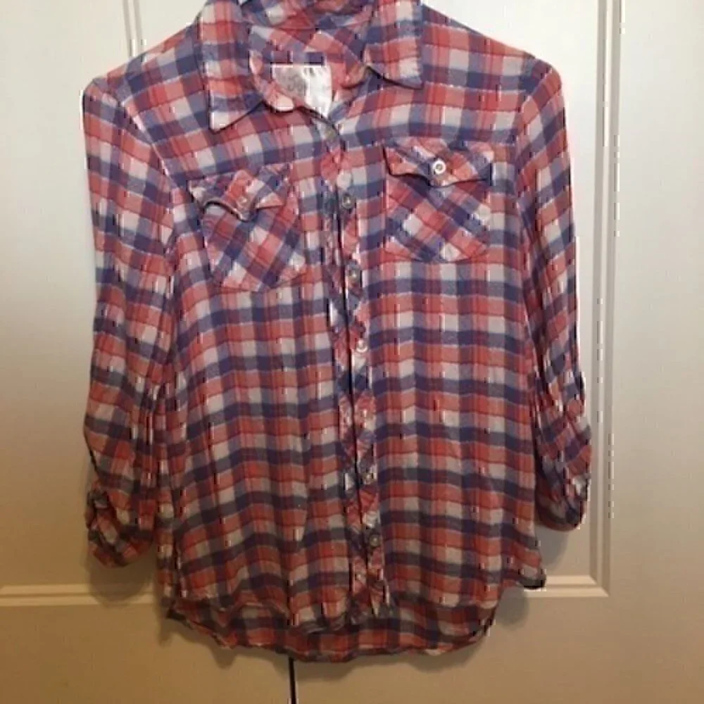 Justice Girls size 12 sparkly flannel